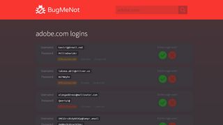 
                            2. adobe.com passwords - BugMeNot