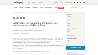 
                            7. Adolescents in Humanitarian Contexts: free online course ...