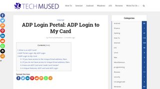 
                            3. ADP Login Portal: ADP Login to My Card - TechMused