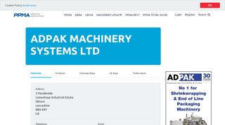 
                            7. ADPAK MACHINERY SYSTEMS LTD | PPMA