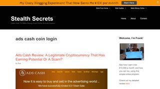 
                            2. ads cash coin login | | Stealth Secrets