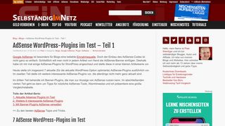 
                            8. AdSense Wordpress-Plugins im Test - Teil 1