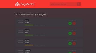 
                            3. adsl.yemen.net.ye passwords - BugMeNot