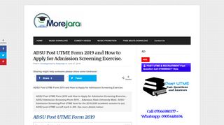 
                            5. ADSU Post UTME Form 2019 and How to Apply for ... - MoreJara Naija