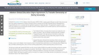 
                            8. Adtalem Global Education Signs Agreement To Transfer Ownership of ...