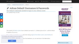 
                            8. Adtran Default Usernames and Passwords (updated August ...