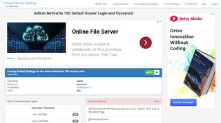 
                            4. Adtran NetVanta 150 Default Router Login and Password