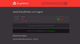 
                            6. adult.friendfinder.com passwords - BugMeNot