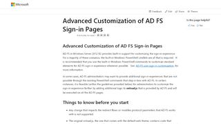 
                            1. Advanced Customization of AD FS Sign-in Pages | Microsoft Docs