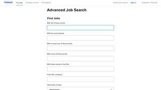 
                            1. Advanced Job Search | Indeed.com