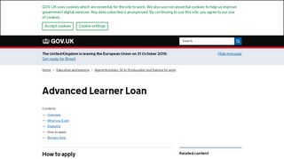 
                            1. Advanced Learner Loan: How to apply - GOV.UK