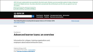 
                            3. Advanced learner loans: an overview - GOV.UK