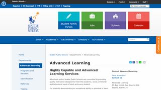 
                            8. Advanced Learning - Seattle Public Schools