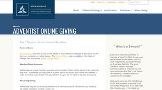 
                            2. Adventist Online Giving - NAD Stewardship