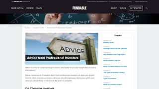 
                            8. Advice from Professional Investors, Investor Advice - Fundable