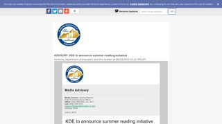 
                            3. ADVISORY: KDE to announce summer reading initiative - GovDelivery