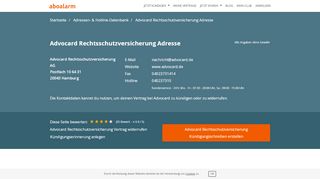 
                            6. Advocard Hotline, Anschrift, Faxnummer und E-Mail