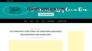 
                            6. AE-FUNAI Post UTME Form / DE Screening 2019/2020 ...