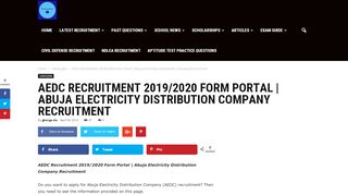 
                            5. AEDC Recruitment 2019/2020 Form Portal | Abuja Electricity ...