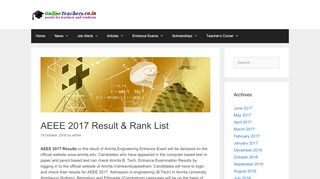 
                            10. AEEE 2017 Result & Rank List | Admissions, Entrance Exams ...