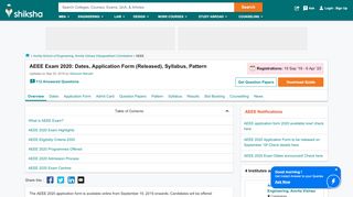 
                            10. AEEE 2019 Exam: Registration, Syllabus, Results, Dates at Shiksha