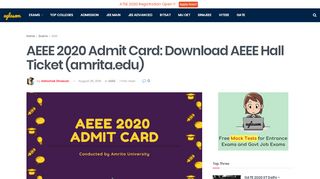 
                            8. AEEE 2020 Admit Card: Download AEEE Hall Ticket (amrita ...