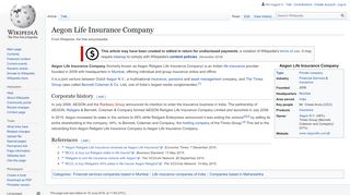 
                            2. Aegon Life Insurance Company - Wikipedia