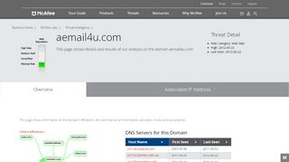 
                            6. aemail4u.com - Domain - McAfee Labs Threat Center