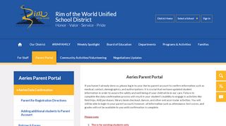 
                            1. Aeries Parent Portal / Aeries Data Confirmation - Rim of the World ...