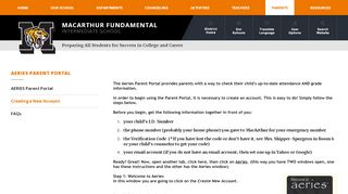 
                            7. AERIES Parent Portal / Creating a New Account