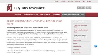 
                            9. Aeries Parent/Student Portal Registration Guide - Tracy Unified School ...