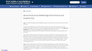 
                            1. Aeries Portal Access Middle/High School Parents and Students Only ...