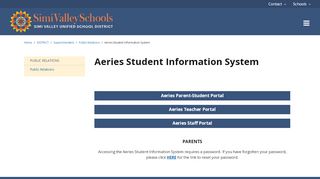 
                            11. Aeries Student Information ... - Simi Valley Unified School District