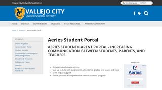 
                            5. Aeries Student Portal - Vallejo City Unified School District - School Loop