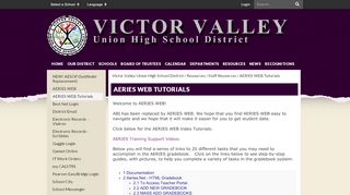 
                            5. AERIES WEB Tutorials - Victor Valley Union High School District