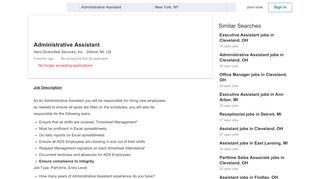 
                            6. Aero Diversified Services, Inc. hiring Administrative Assistant in Detroit ...