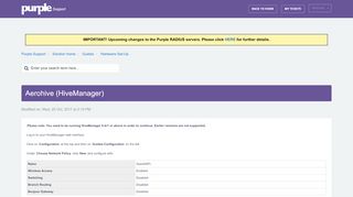 
                            7. Aerohive (HiveManager) : Purple Support