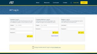 
                            2. AET Log In - Agricultural Experience Tracker