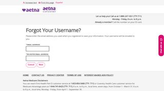 
                            6. Aetna Medicare - Login Recovery