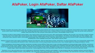 
                            8. AfaPoker, Login AfaPoker, Daftar AfaPoker