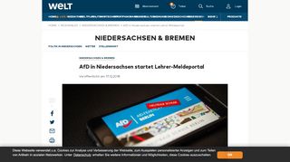 
                            9. AfD in Niedersachsen startet Lehrer-Meldeportal - Die Welt