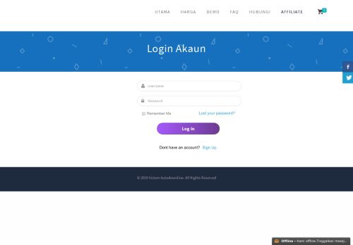 
                            2. Affiliate Login Page – Sistem Autodownline