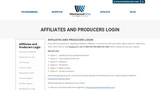 
                            2. AFFILIATES AND PRODUCERS LOGIN - Westwood One