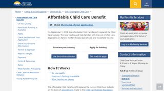 
                            3. Affordable Child Care Benefit - Province of British Columbia