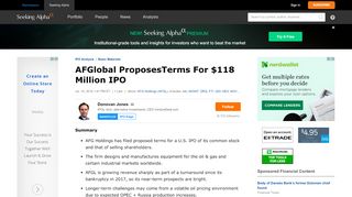 
                            7. AFGlobal ProposesTerms For $118 Million IPO - AFG ... - Seeking Alpha