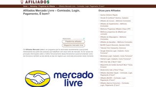 
                            4. Afiliados Mercado Livre - Comissão, Login, Pagamento, É ...