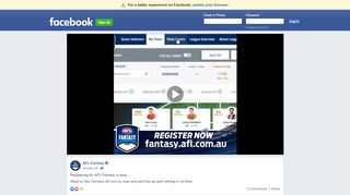 
                            7. AFL Fantasy - Register for AFL Fantasy 2019 | Facebook