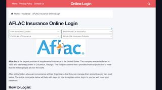 
                            8. AFLAC Insurance Online Login | Sign In