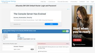 
                            3. Afoundry EW1200 Default Router Login and Password