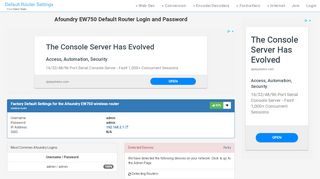 
                            8. Afoundry EW750 Default Router Login and Password